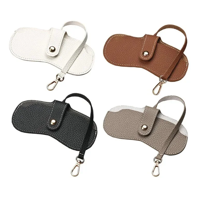 New Fashion Magnetic Glasses Case - Slim Leather Sunglasses Pouch Holder - Portable Travel Eyewear Organizer with Lanyard