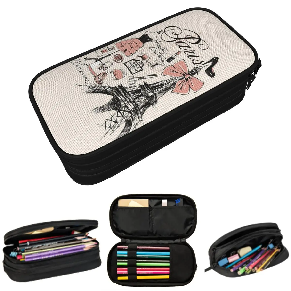 Französisches Paris Frankreich Eiffelturm Federmäppchen für Studenten, Geschenke, Stiftbox, Bleistiftbeutel, Schreibwaren, Stifthaltertasche