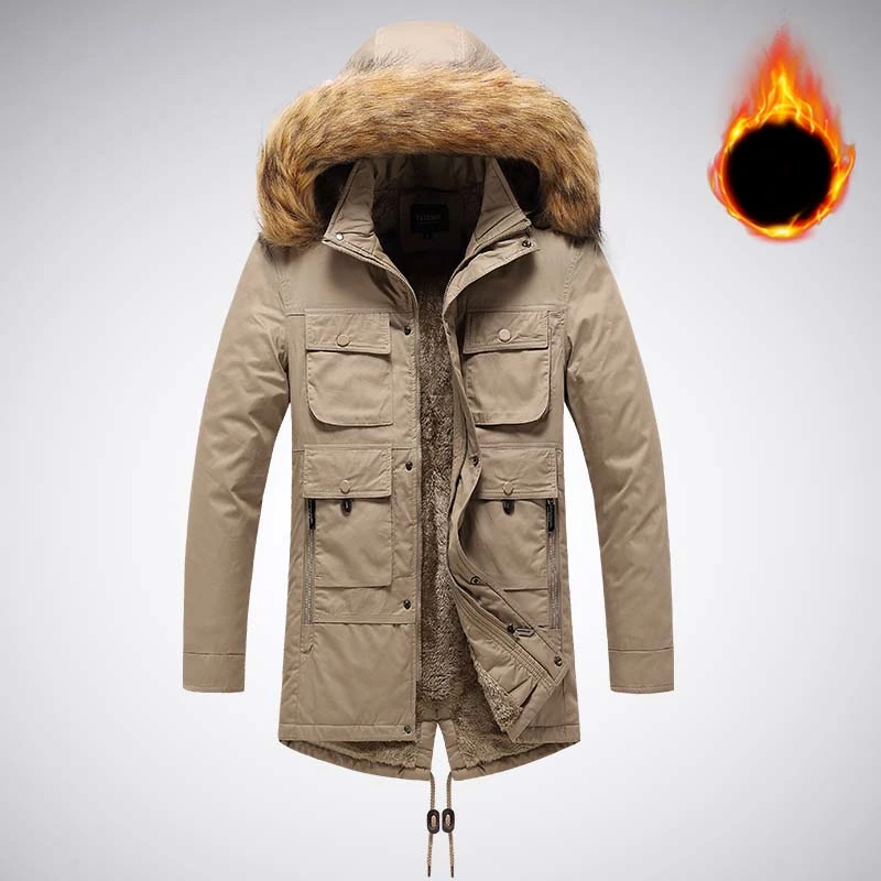 Herfst Winter Hoodie Cargo Jassen Heren Plus Fluwelen Winddichte Warme Mode Bontkraag Mannelijke Jas Outdoor Bergbeklimmen Kleding