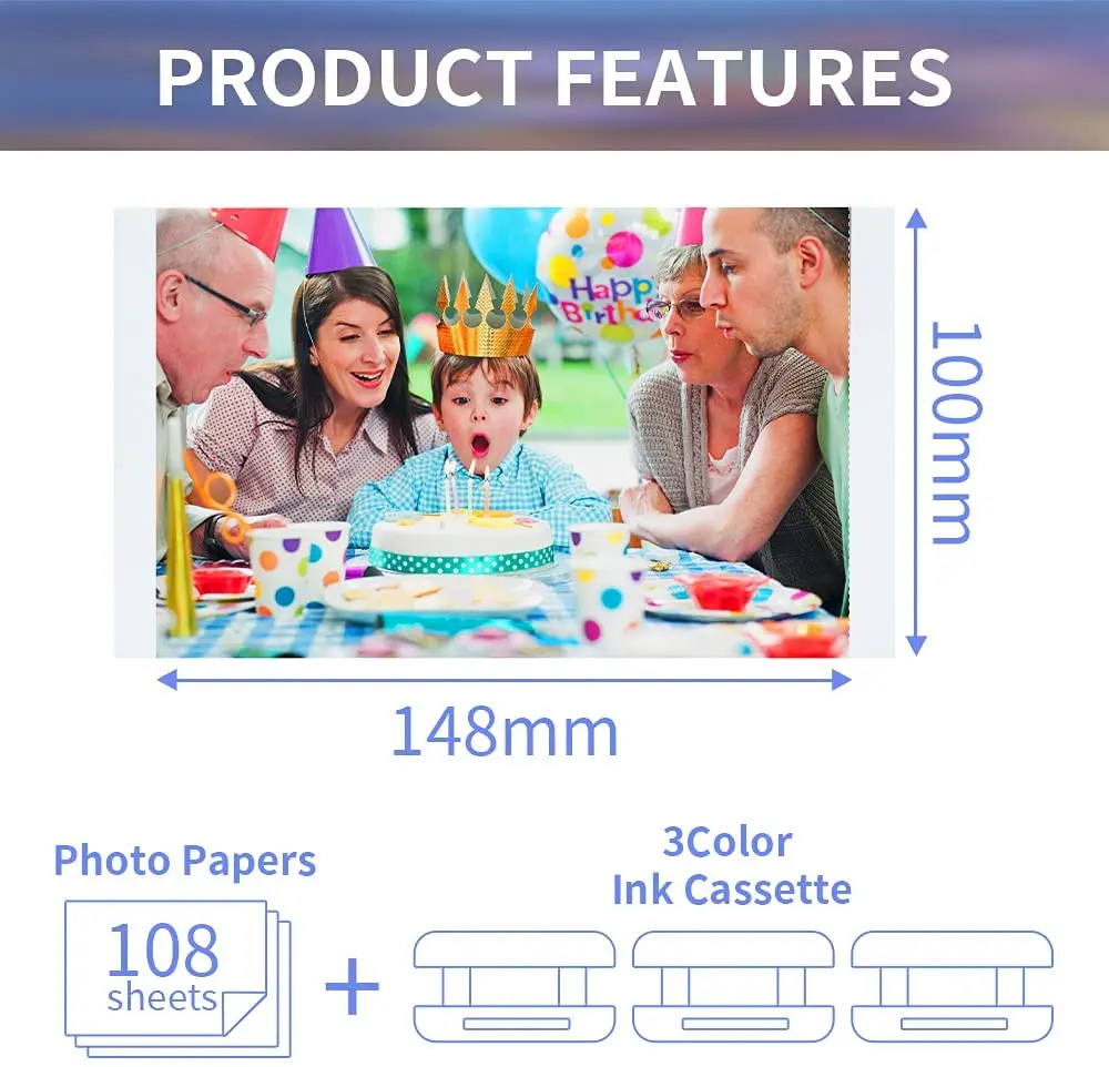 KP108IN 3 Ink Cartridges & 108 Photo Paper Compatible for CP Selphy 4\