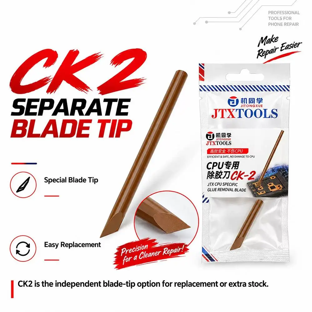 Non-Metal CPU Glue Removal Blade Precision Blade Easy Replacement Phone Repair Scraper Separate Blade Tip Blade Tip with Handle