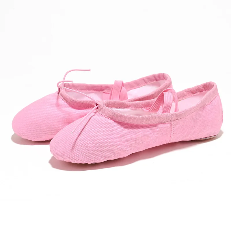 USHINE Pink Black Girls ballerinas canvas soft sole ballet dance slippers children practice ballerinas woman dance shoes