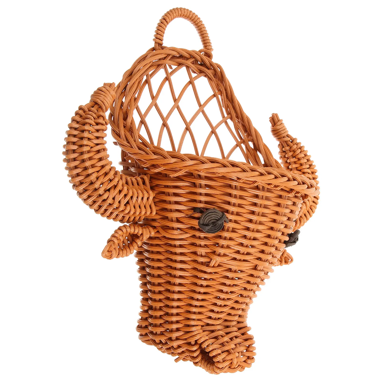 

Wicker Hanging Basket Cartoon Cow Head PP Material Simple Color Decorative Storage Flower Fruit Vegetable Basket Wall Mounted
