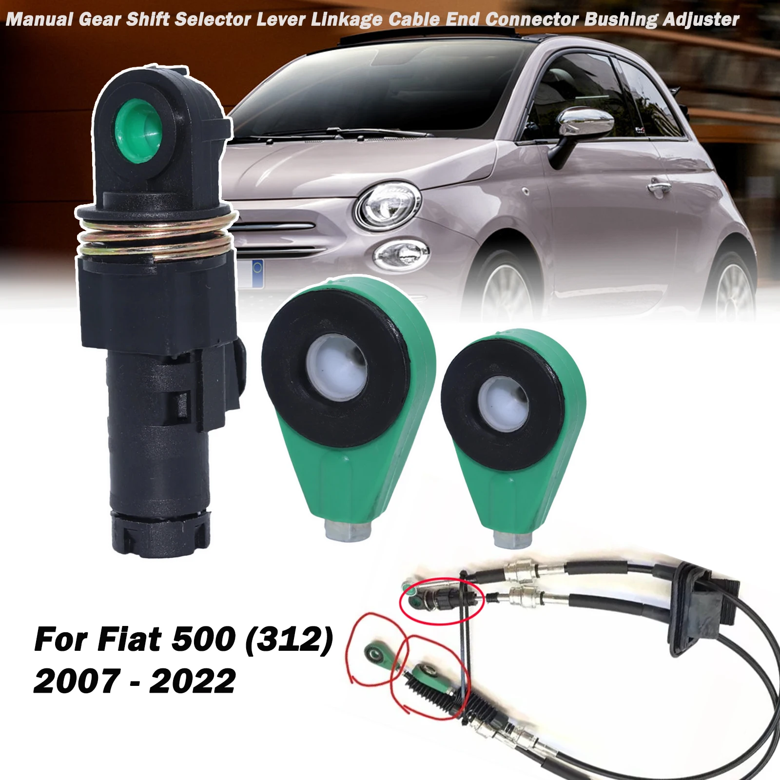 For Fiat 500 (312) 2008 2010 2012 2014 2016 2018 2020 2022 Car Manual Gearbox Shift Cable Linkage Bushing Shifter Lever Selector