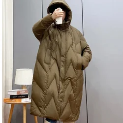 2025New Women Down Cotton Coat Winter Jacket Female Loose Parkas Long Hooded Outwear Warm Thick Snow Wear Cotton Overcoat Female