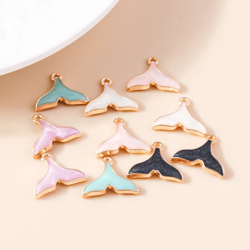 10 teile/los 18*15mm 4 Farbe Wal Schwanz Meerjungfrau Charms für Ohrringe Anhänger Armbänder machen Emaille Charms DIY Schmuck Zubehör