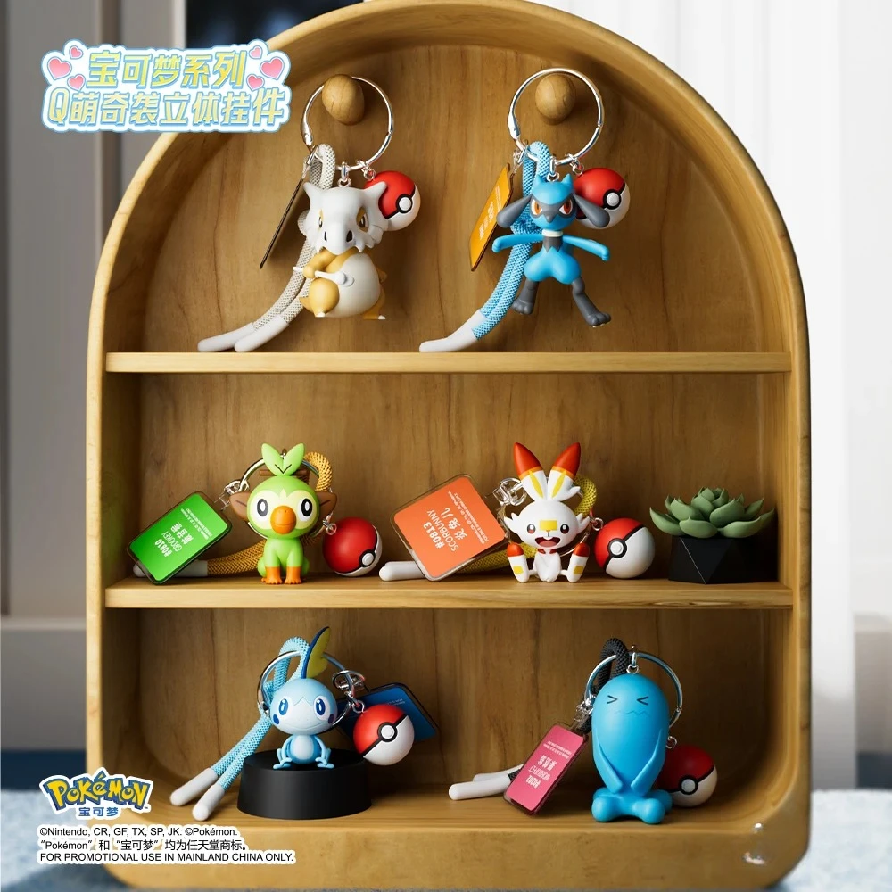 Llavero de Pokémon Scorbunny, Grookey, Riolu, Sobble, Figura de Anime Adorable, Colgante para Bolsa, Amuleto de Moda, Regalo Coleccionable de Cumpleaños para Niños