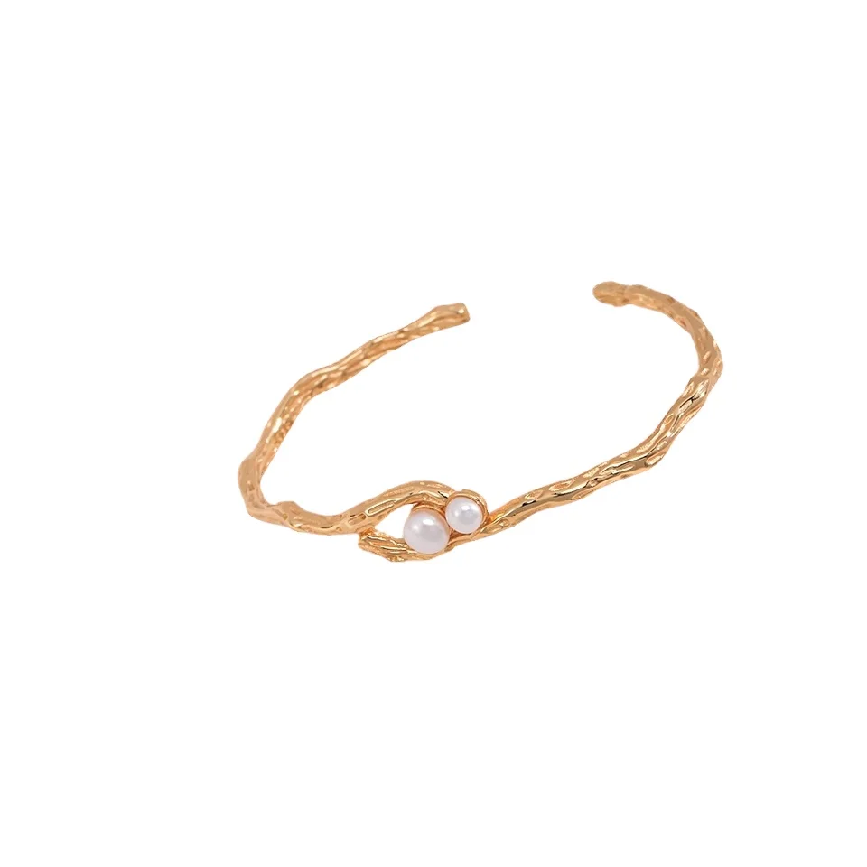 

Women's branch Gold Plated 925 Sterling Silver French minimalist pearl sterling silver bracelet