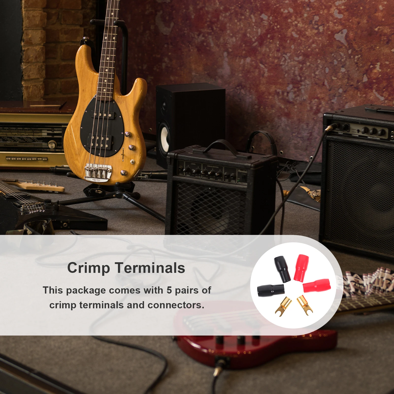 

5Pairs Plated Crimp Terminals 4 Gauge Spade Fork Connectors Alternative to Banana Plugs for Speaker Wire