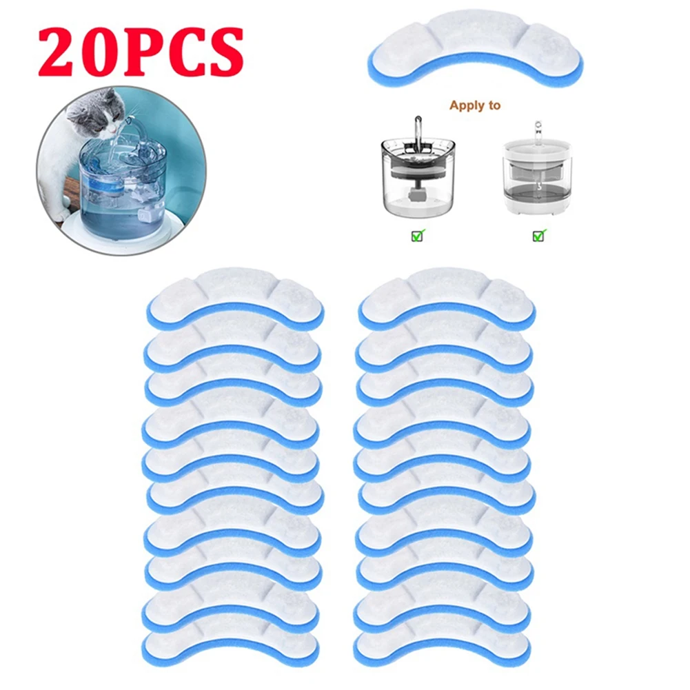 Filtro de repuesto de fuente de agua para mascotas, 20 piezas para WF050/WF060, filtro de carbón activado para alimentador automático de mascotas