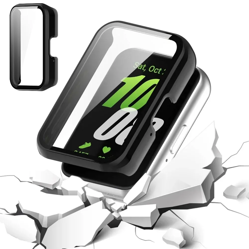 

PC Tempered Glass Case For Samsung Galaxy Fit 3 Smart Band Strap Full Coverage Bumper Protective Cover Screen Protector Fit3