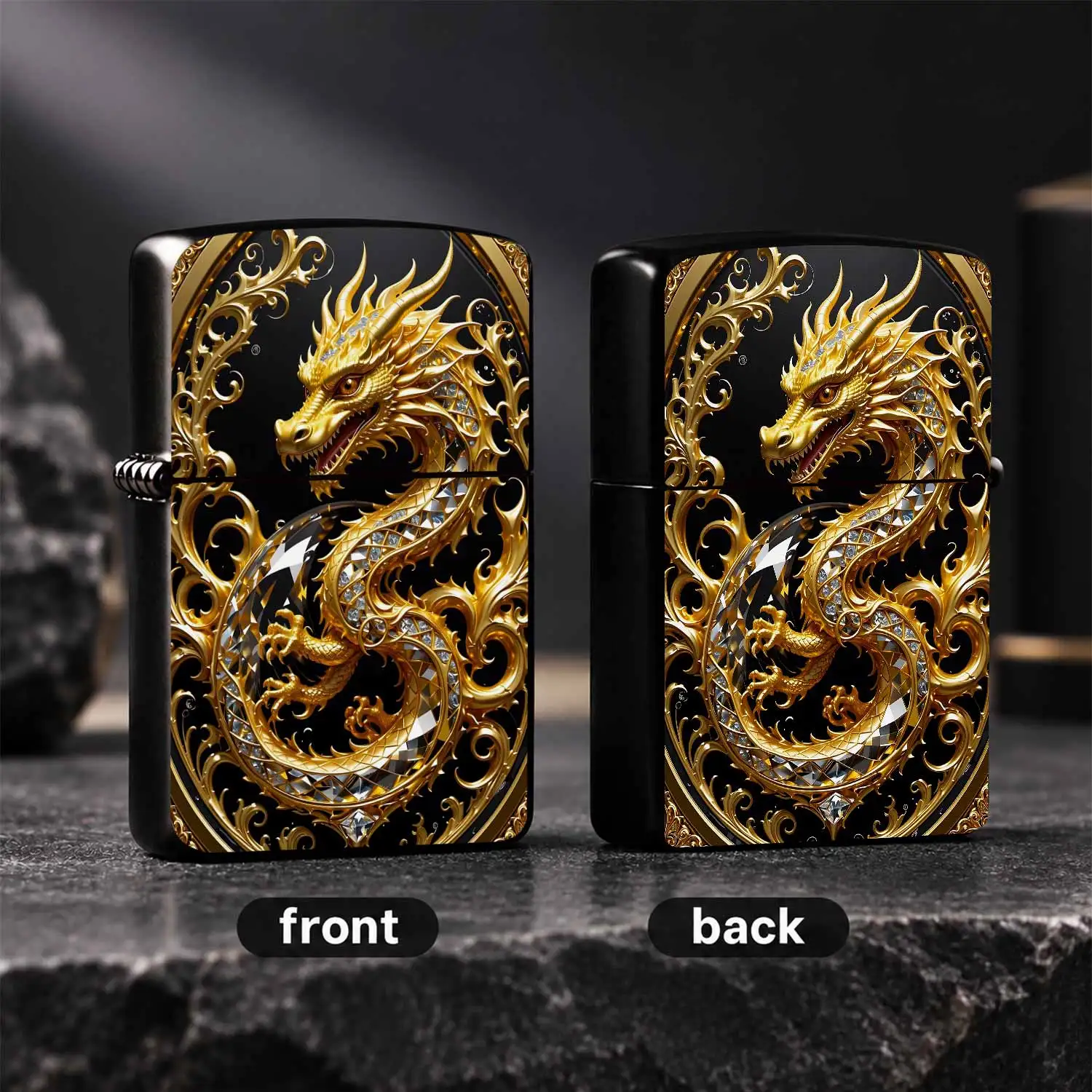 Exquisite Golden Inlaid Diamond Dragon Ornament, Luxurious AuspiciousStyle Pattern Decor, Suitable for Daily Use, Outdoor Camping, Various Occasions, Creative Thoughtful Gift for Family and Friends, High Gloss DelicateDe A Humorous And Inte