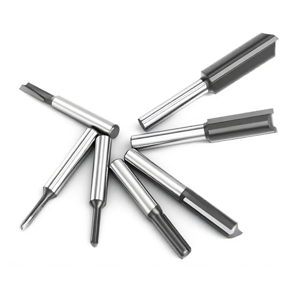 7-piece Milling Cutter Set Alloy Double-edged Woodworking Cutter Slotting Cutter Engraving Machine Woodworking Milling Cutter ﻿