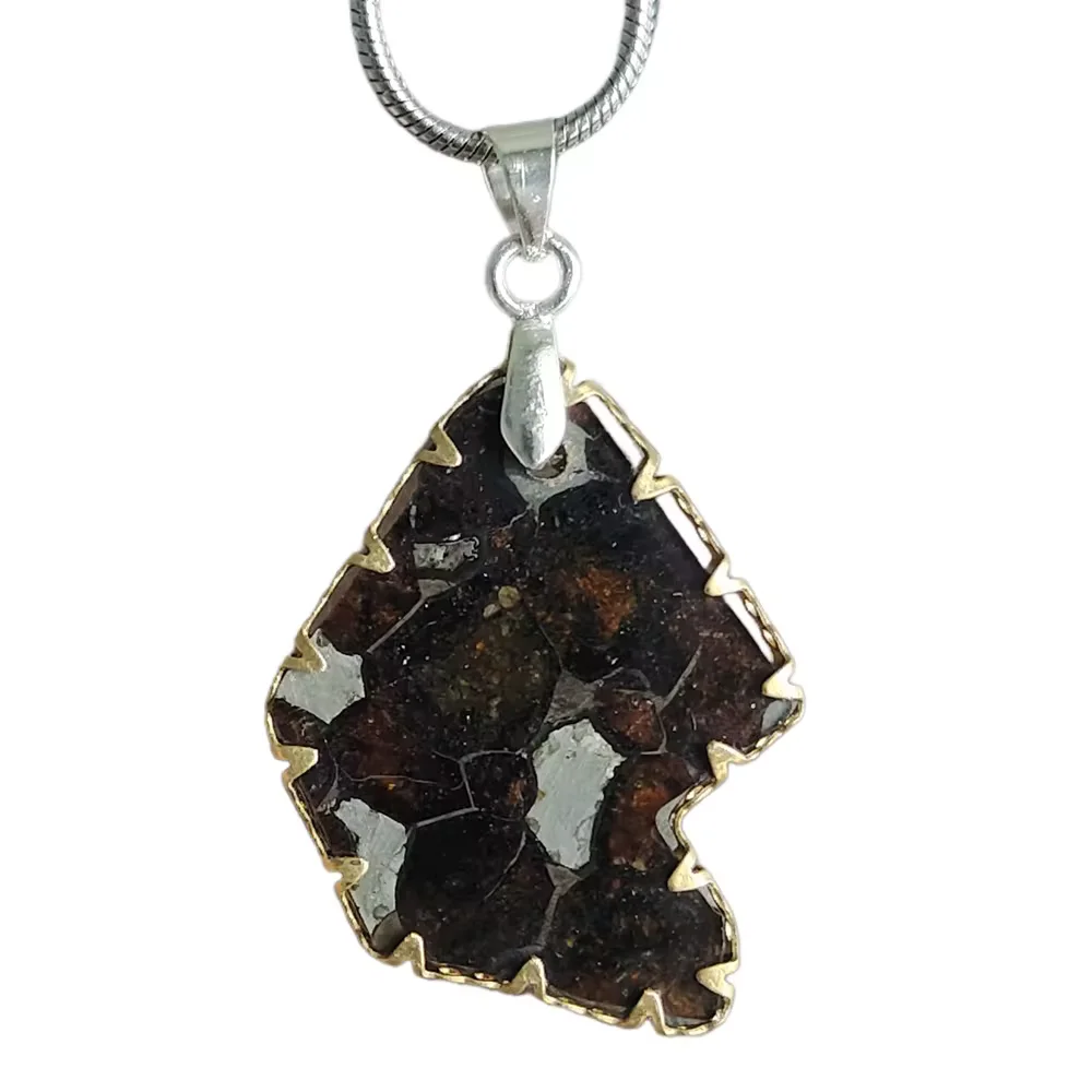 Brenham-Colar Pendant Manual Meteorito Olive, Meteorito Olive Natural, Coleção de espécimes, 2g, TB161