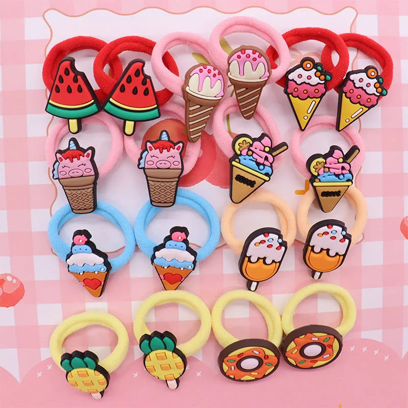 

2Pcs Pineapple Ice Cream Hair Accessories Children Rubber Bands Scrunchies Elastic Hair Bands Girls Headband Decorations Ties