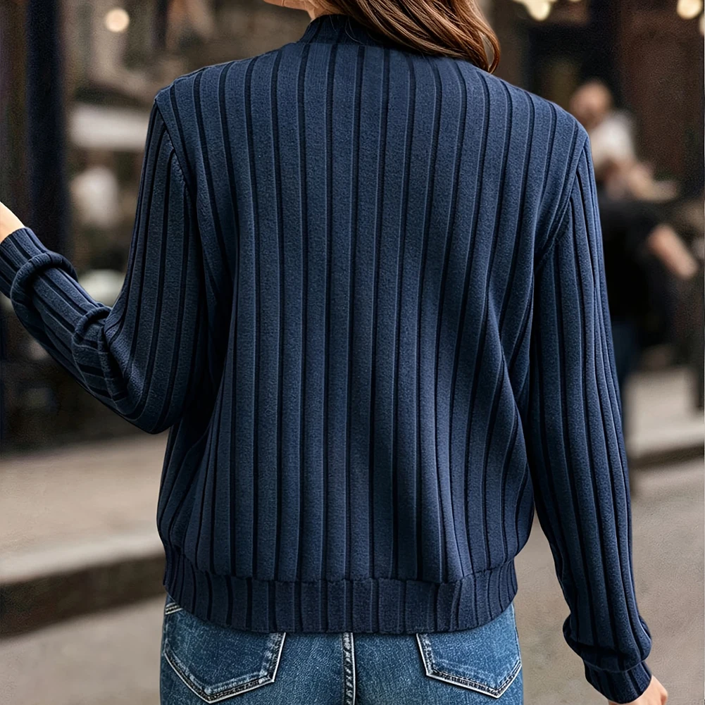 Polyester Club Jacket Women Ribbed Jacket For Casual Daily Life Soft Polyester Material Front Zipper Closure For Daily Home Wear