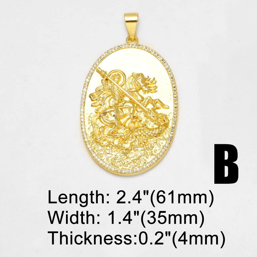 OCESRIO St Michael Medals for Necklace Gold Plated Copper Saint Christopher Shield Pendant Jewelry Making Supplies pdtb919 view 6