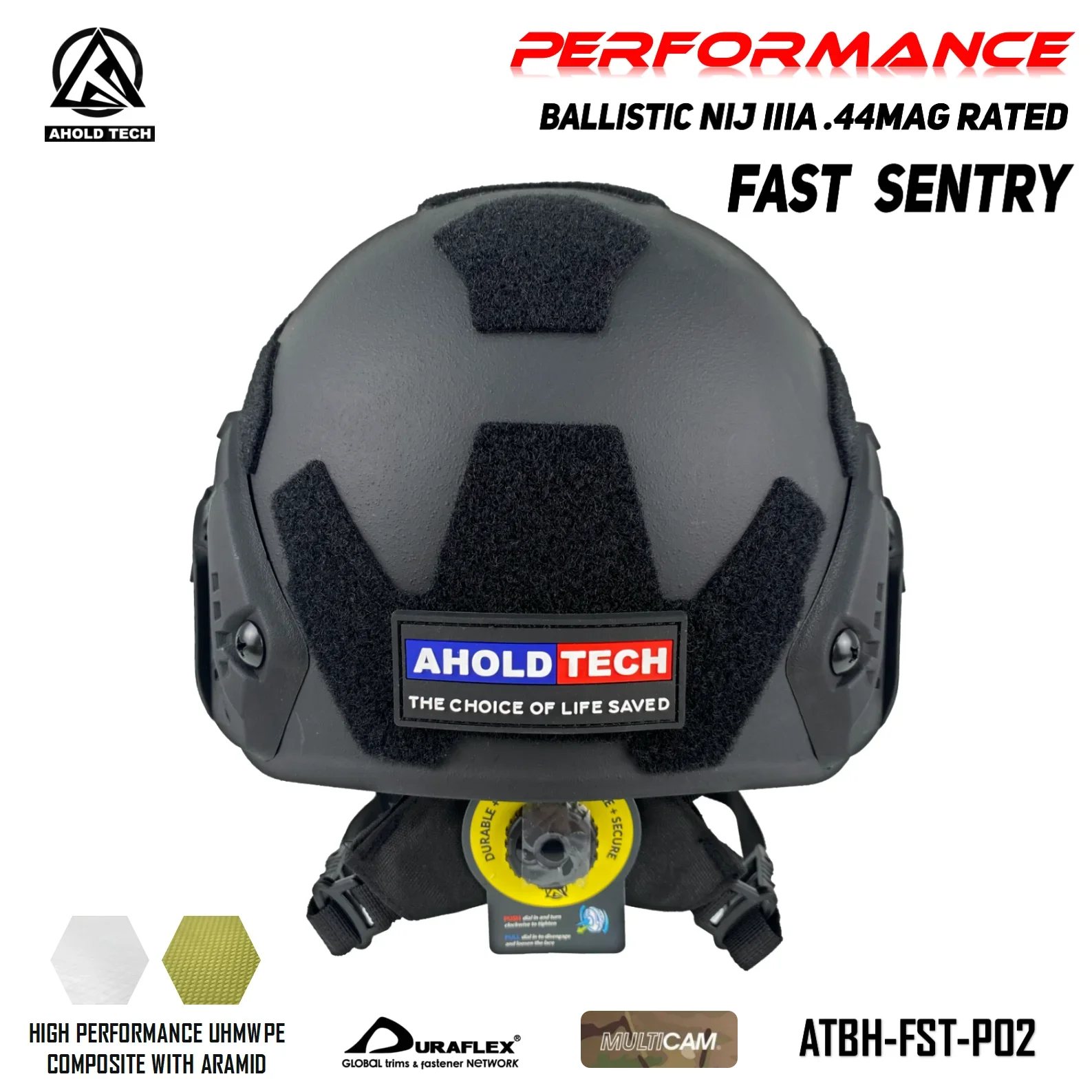 Aholdtech Tactical Helmet Bulletproof Performance FAST SENTRY Mid Cut Aramid+PE Ballistic NIJ IIIA3A CAM FIT BOA Dial EPIC Liner