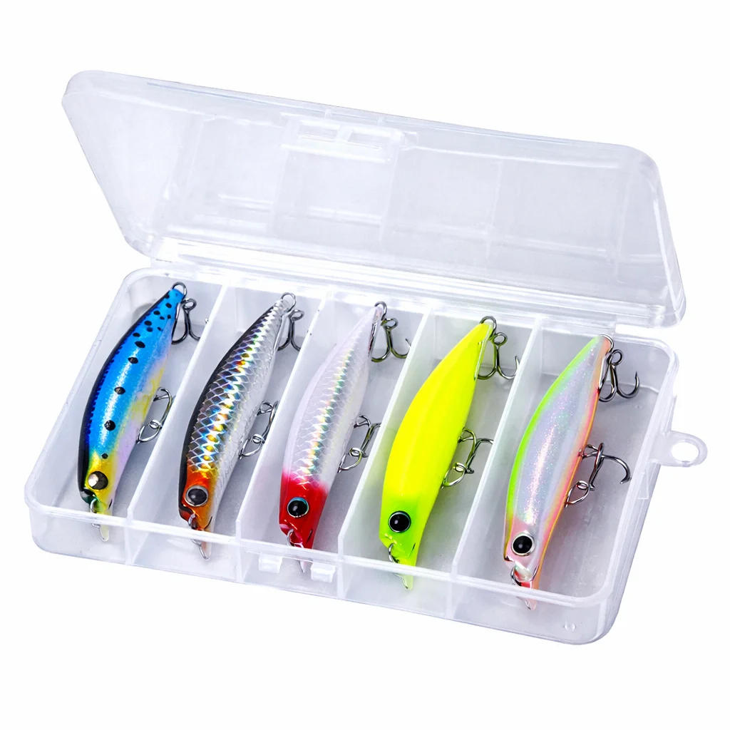 5-teiliges Box-Set: Sinkender Minnow-Köder 7,9 cm 7,4 g – Weitwurf-Jerkbait für voller Wasserwiderstand, vibrierender Kunstköder für Barsch-, Hecht- und Karpfenangeln