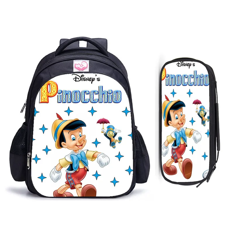 16 Inch Cartoon Disney Pinocchio Children School Bags Orthopedic Backpack Kids School Boys Girls Mochila Infantil Cartoon Bags