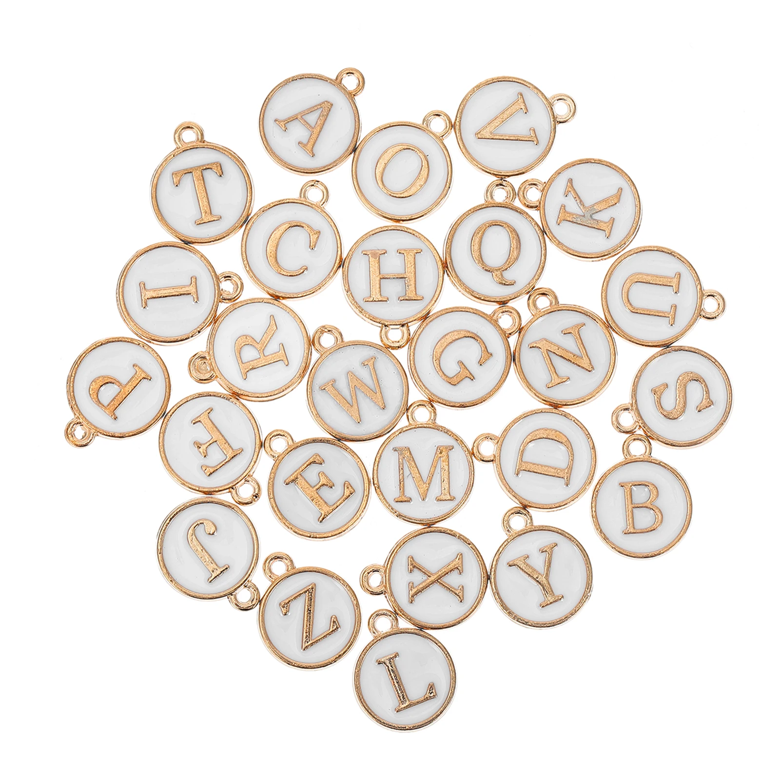 

26 Pcs Alloy Necklace Pendants DIY Jewelry Accessories Letter Shape naments White Color Charms Bracelet Decorations