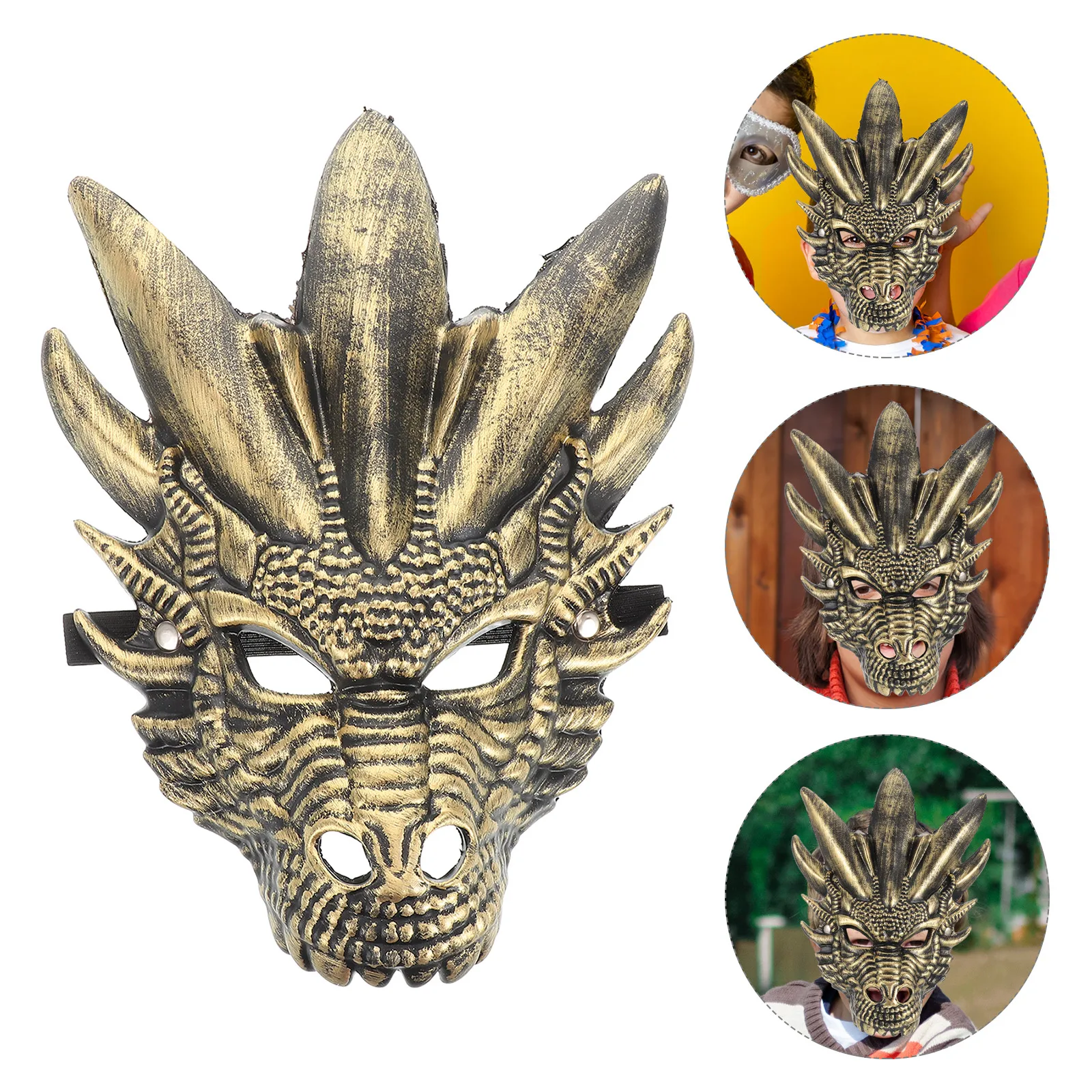 قناع التنين التأثيري على شكل رأس الديناصور ملابس على شكل حيوانات زي بلاستيكي لحفلات الكرنفال للأطفال