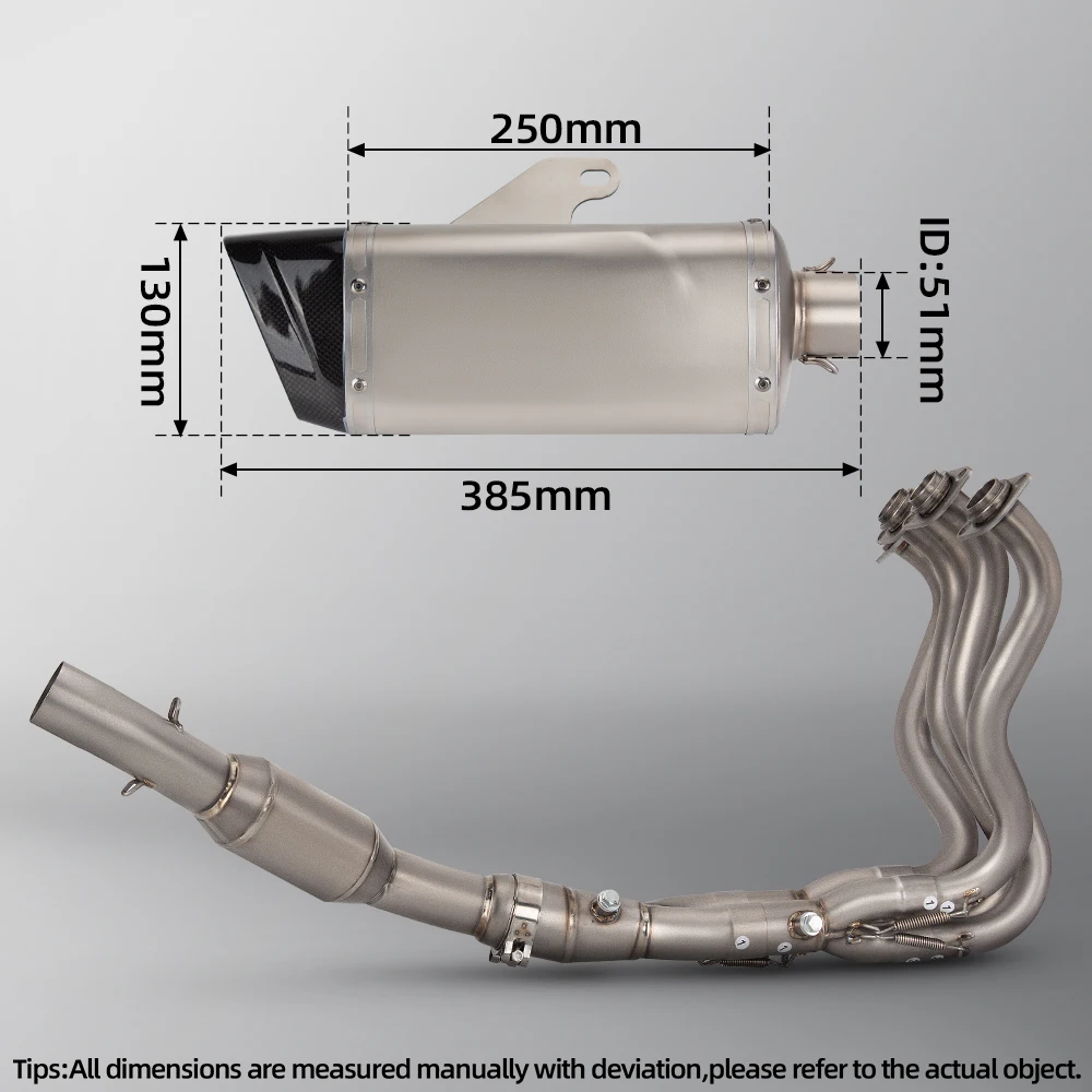 

Titanium Slip-On Motorcycle full exhaust system 51mm Muffler Escape Front Link Pipe For ZX6R ninja zx6r 2009 - 2024