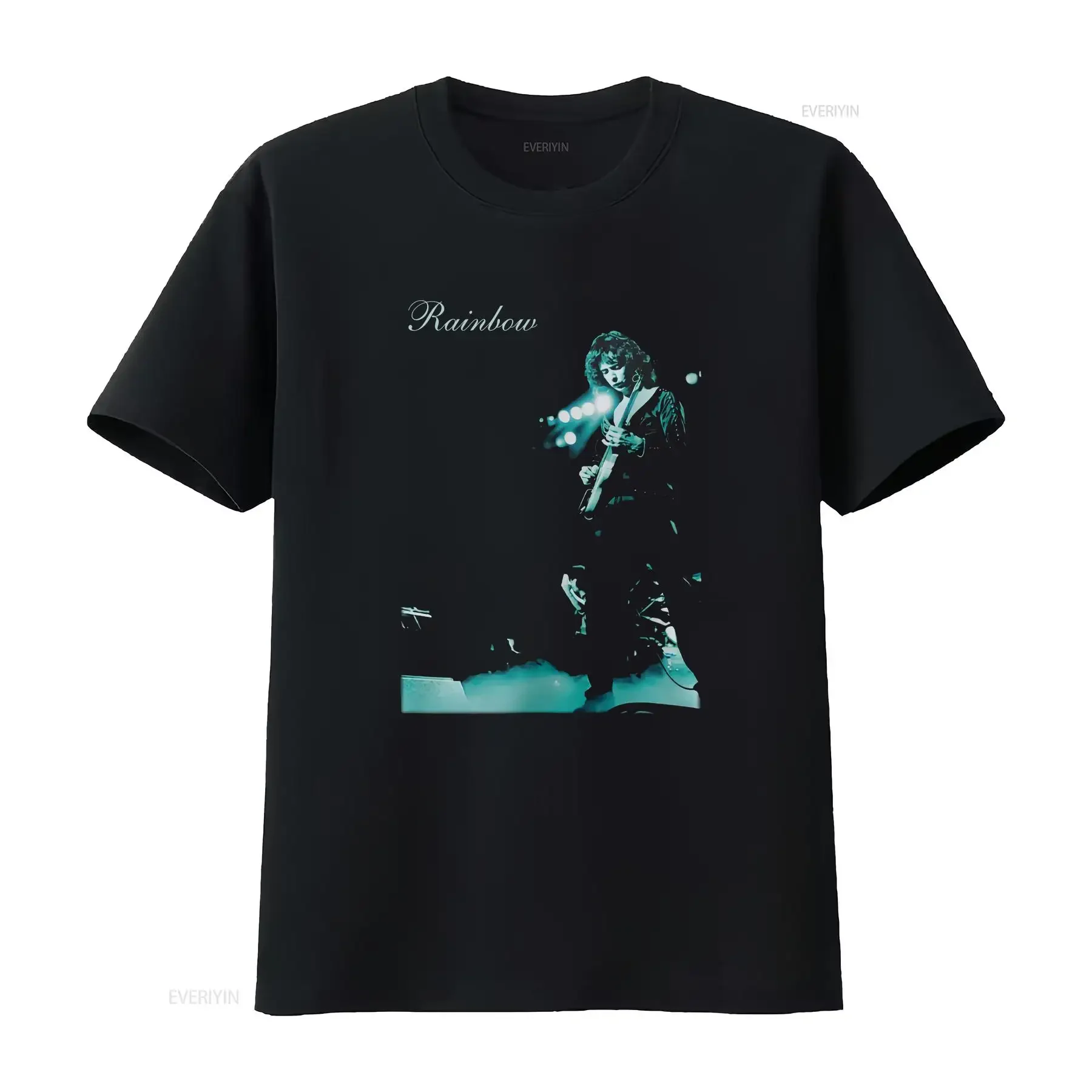 

Cotton T-Shirt Rainbow Live Between the Eyes Tee Ritchie Blackmore Candice Night vintage vintage Washed fashion