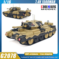 Coolbank UK Crusader Rc Tank 1:16 Full Proportion G2078 Remote Control Tank with Smoke 360 ° Turret Military Model Boy's Toys