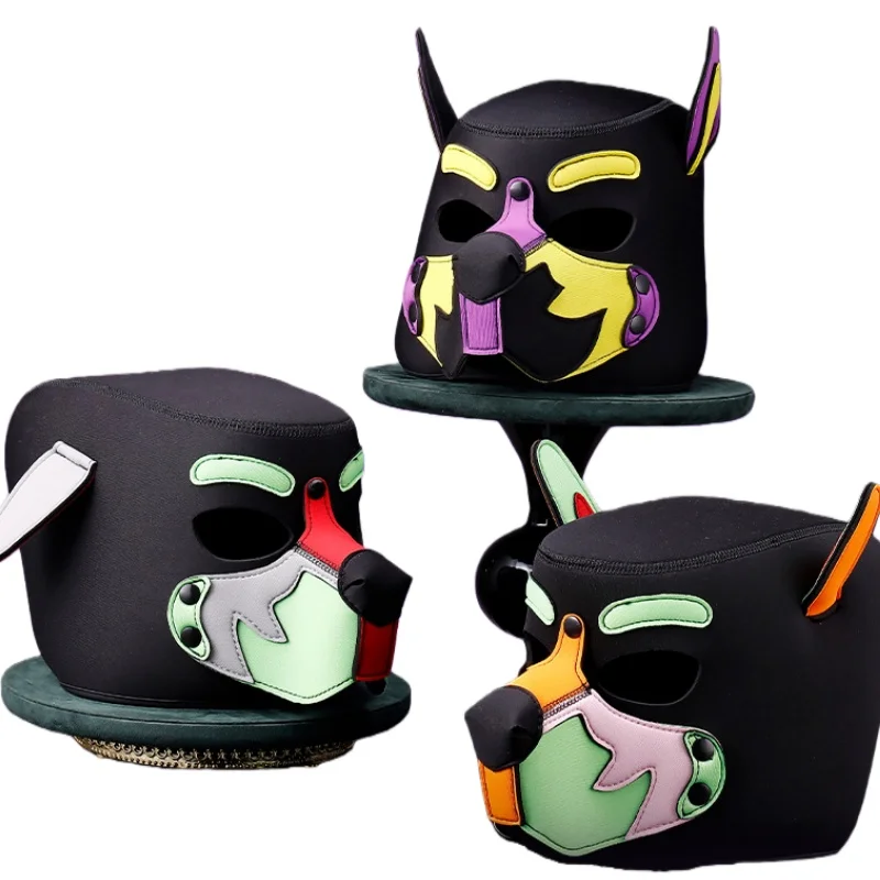 

2026 Fashion Puppy Cosplay Costumes of 3 Colour Brand Padded Full Head Black Hood Mask for Dog Role play Games Party Accessories