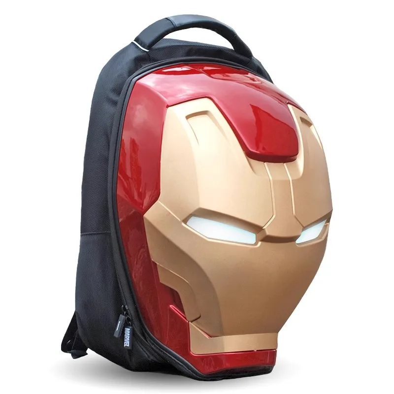 

Marvel Iron Man Motorcycle Bag Cartoon Light Up Cool Backpack Adult Travel Backpack Animation Large Capacity Helmet Bag Gift To