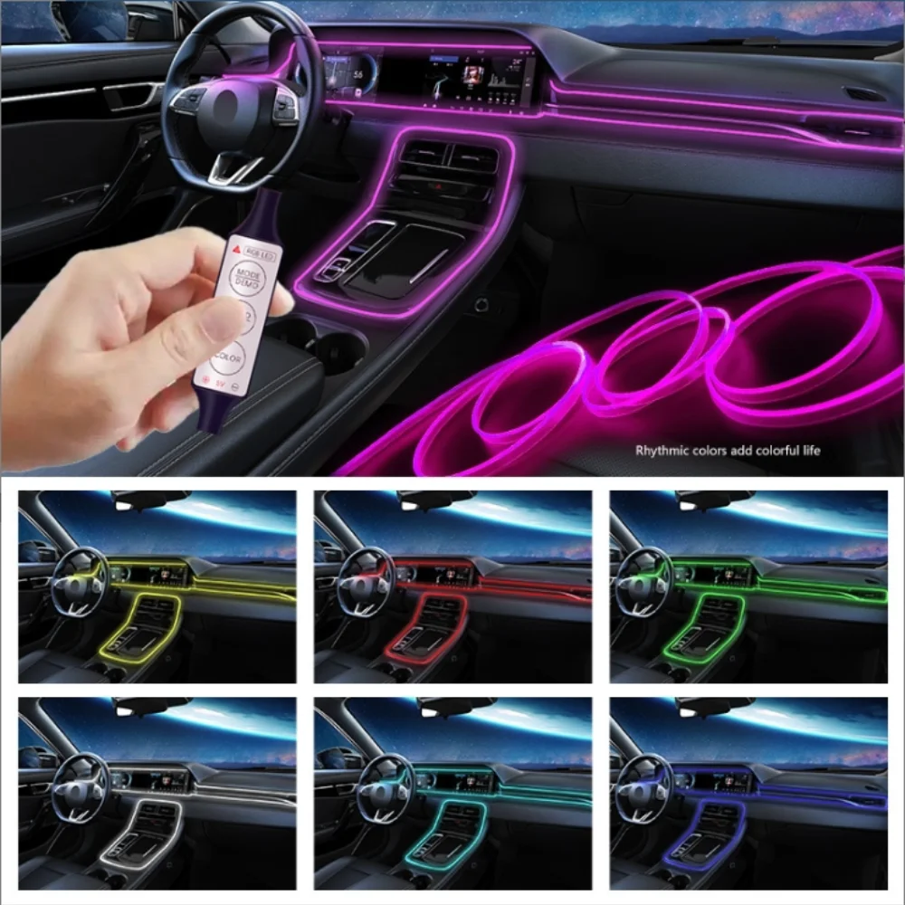 Neon light LED car indoor environment light strip kit accessories remote control car RGB decorative lights