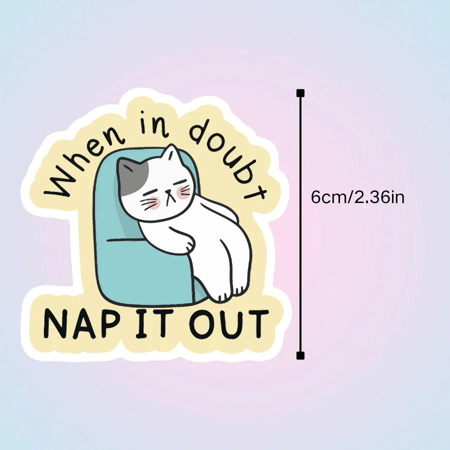 3pcs Healing Lazy Sofa Cat Stickers Entangled, Resting, Warm Heart Copywriting Stickers