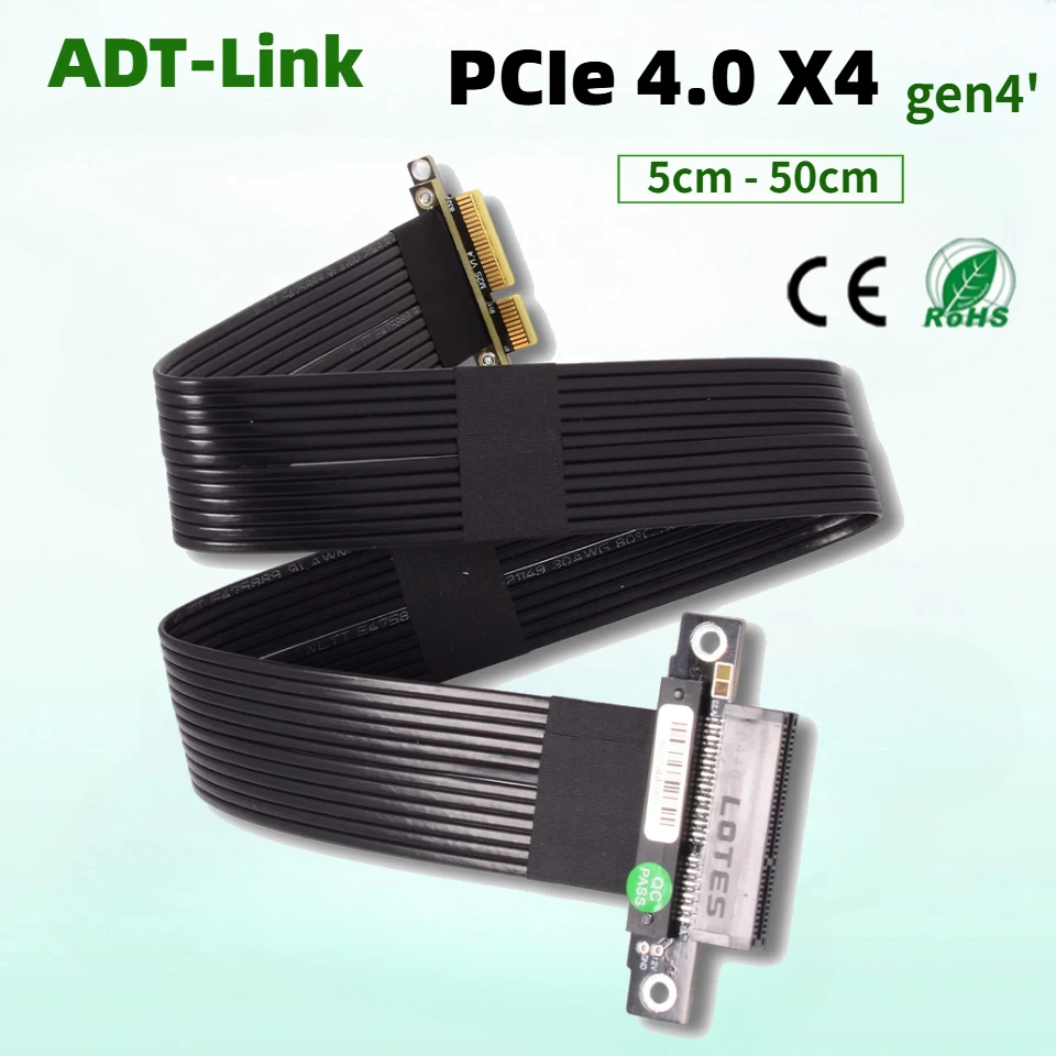 PCI-E 4.0 X4 To X4 Extension Cable PCI-E PCI Express 4.0 4x Riser Cable Extender Converter Adapter For Network NVMe SSD USB Card