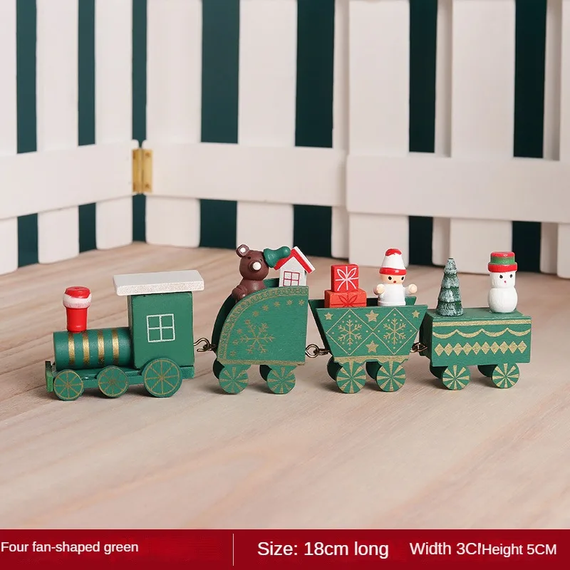 

New Christmas Decorations Wooden Train Children's Gifts Christmas Small Gifts Window Home Ornaments