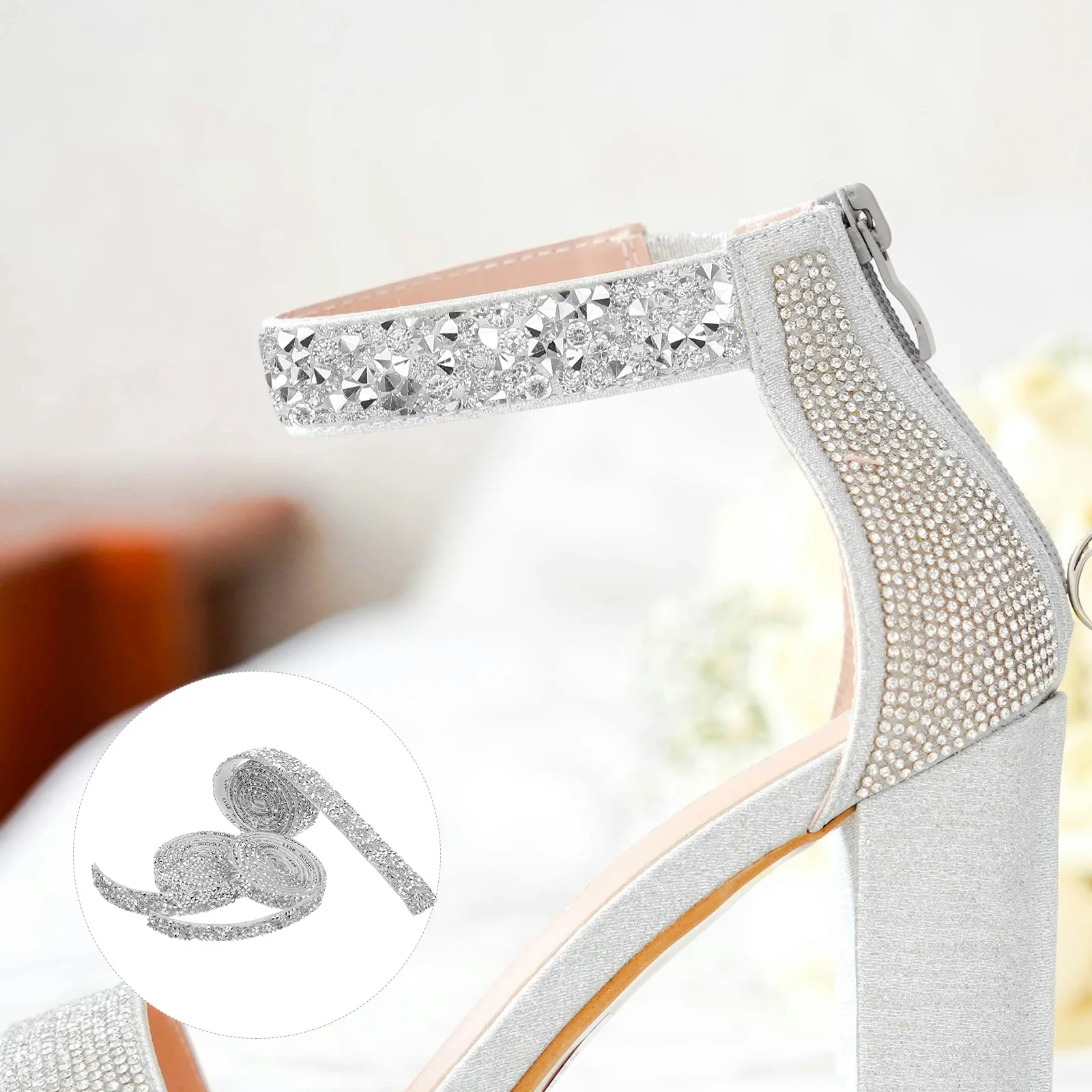 

3 Rolls Self Adhesive Rhinestone Ribbon Glittering 10mm 15mm 20mm Sparkling Bling Strips for DIY Crafts Clothing Shoes