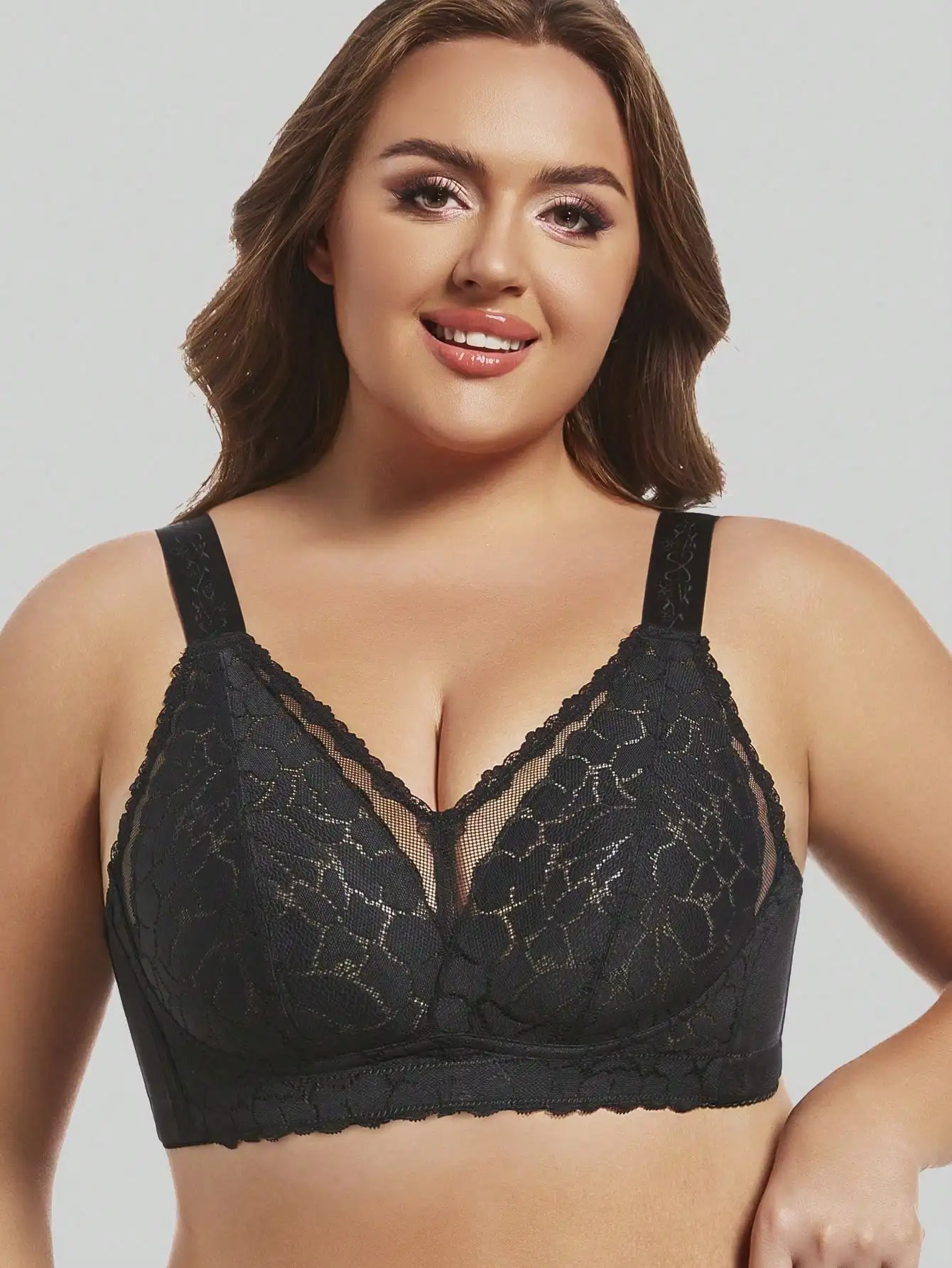 Underwear for Women in Summer, Big Chest, Small Gathering, Anti Sagging, No Steel Ring, Fat, MM Ultra-Thin Plus Size Text Bra image 5