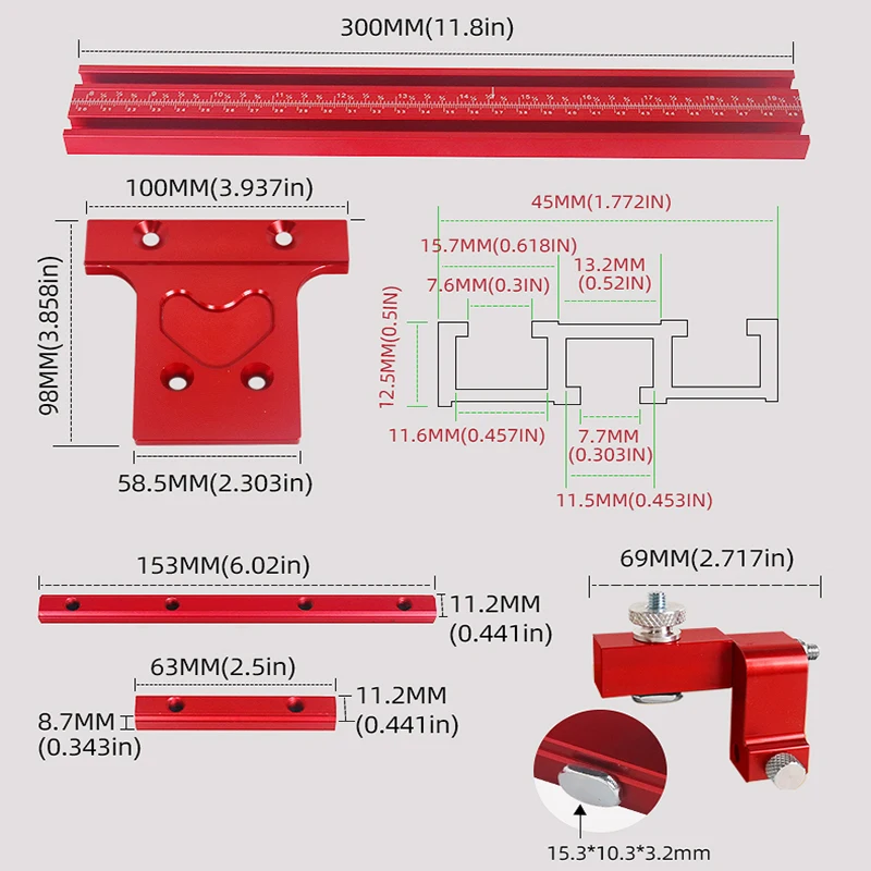 Imagem -05 - Alumínio Alloy Parallel Rail Guide System Circular Saw Track Grupo Fixo Guia Rail Bracket Repetível Faixa Corta