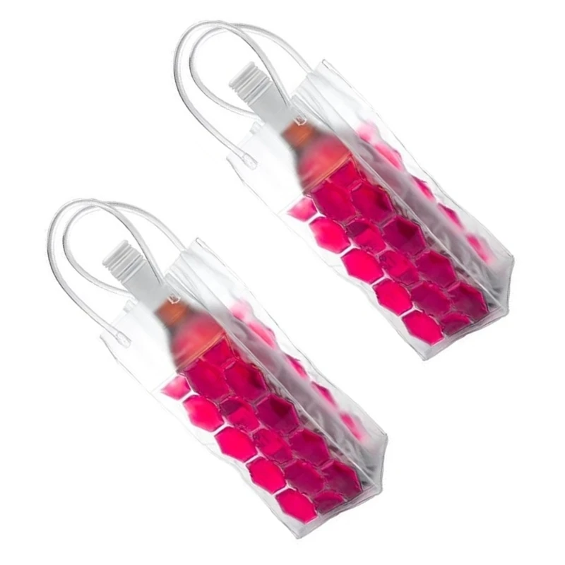 50LE Pair of Transparent PVC Drink Cooling Pouches Sturdy Handles for Easy Transport