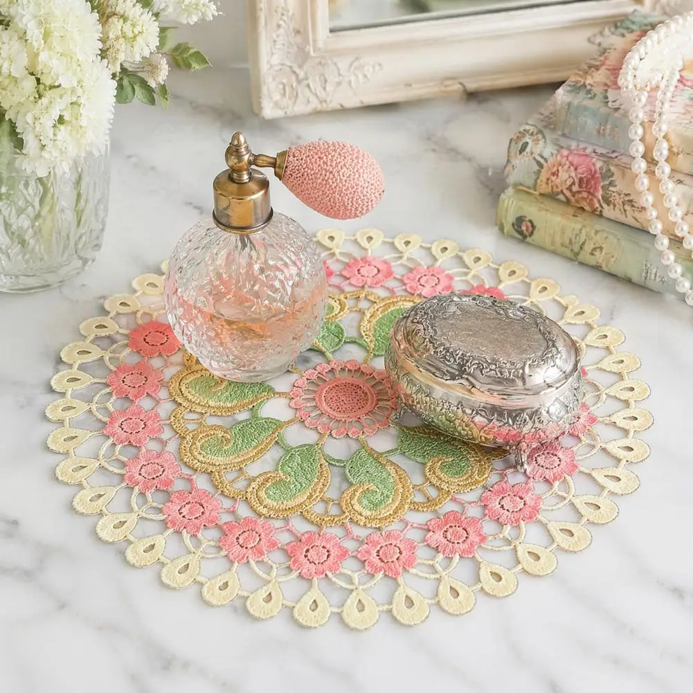 Round Lace Doilies for Dining Table Heat Resistant Placemats for Hot Dishes Round Colorful Lace Doily Placemat 11.42 for Teapot