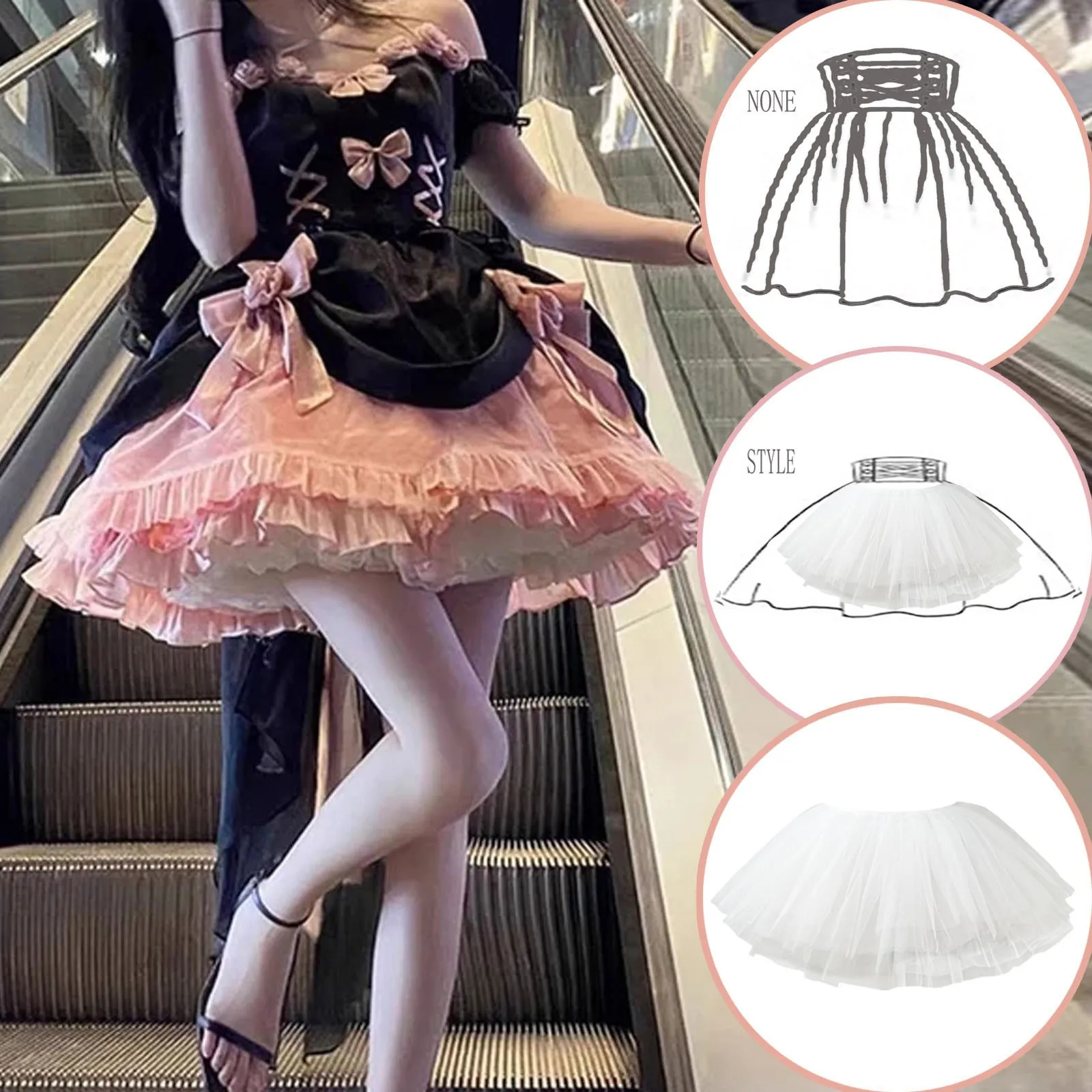 Cosplay Costume Wig Petticoat  Pink Short Ball Dress Halloween Party Uniform Outfit Rockabilly Short Tulle Skirt Underskirt