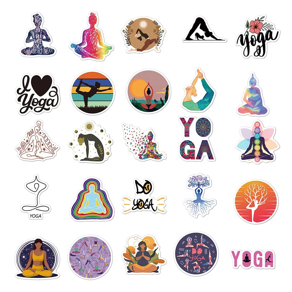 10/30/50PCS Fitness Exercise Art Yoga Sticker DIY Phone Laptop Luggage Skateboard Graffiti Decals Fun for Kid Gift