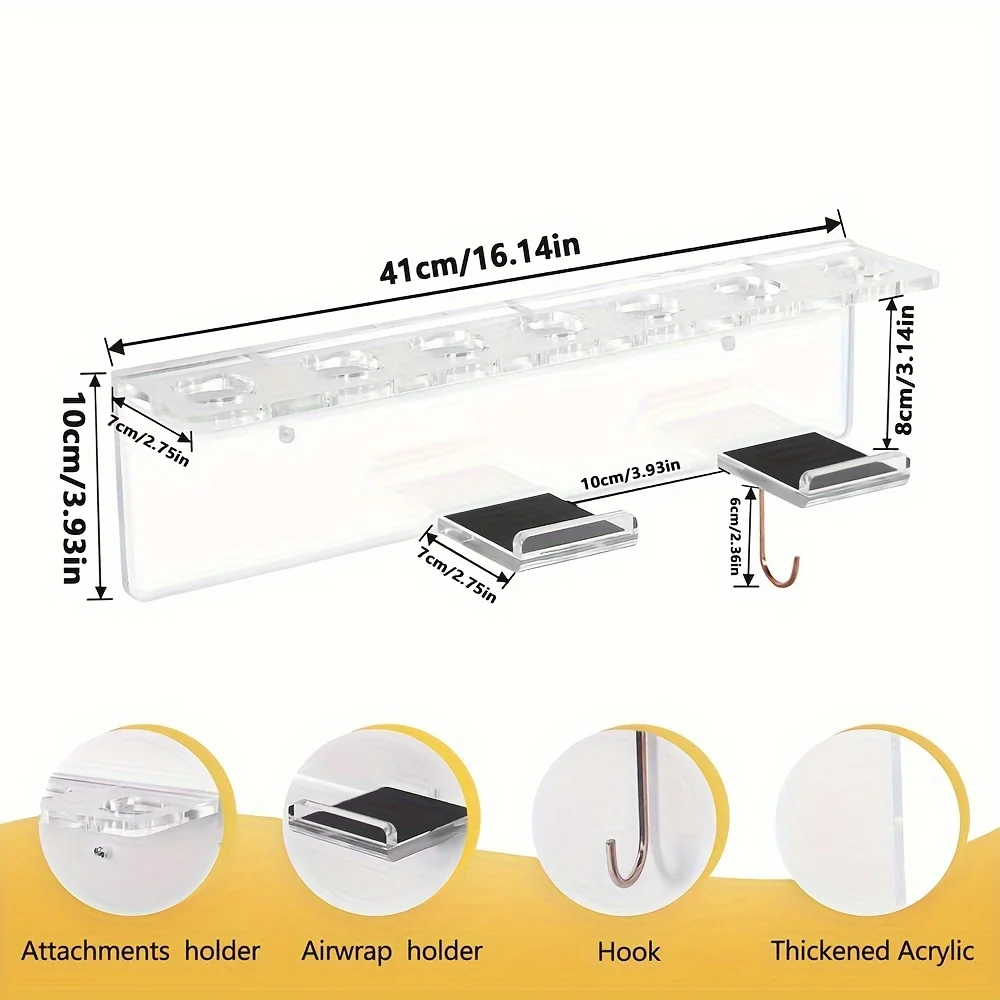 Acrylic wall mounted bracket For Dyson curling sticks, bathroom curler accessories storage rack, dressing table storage rack