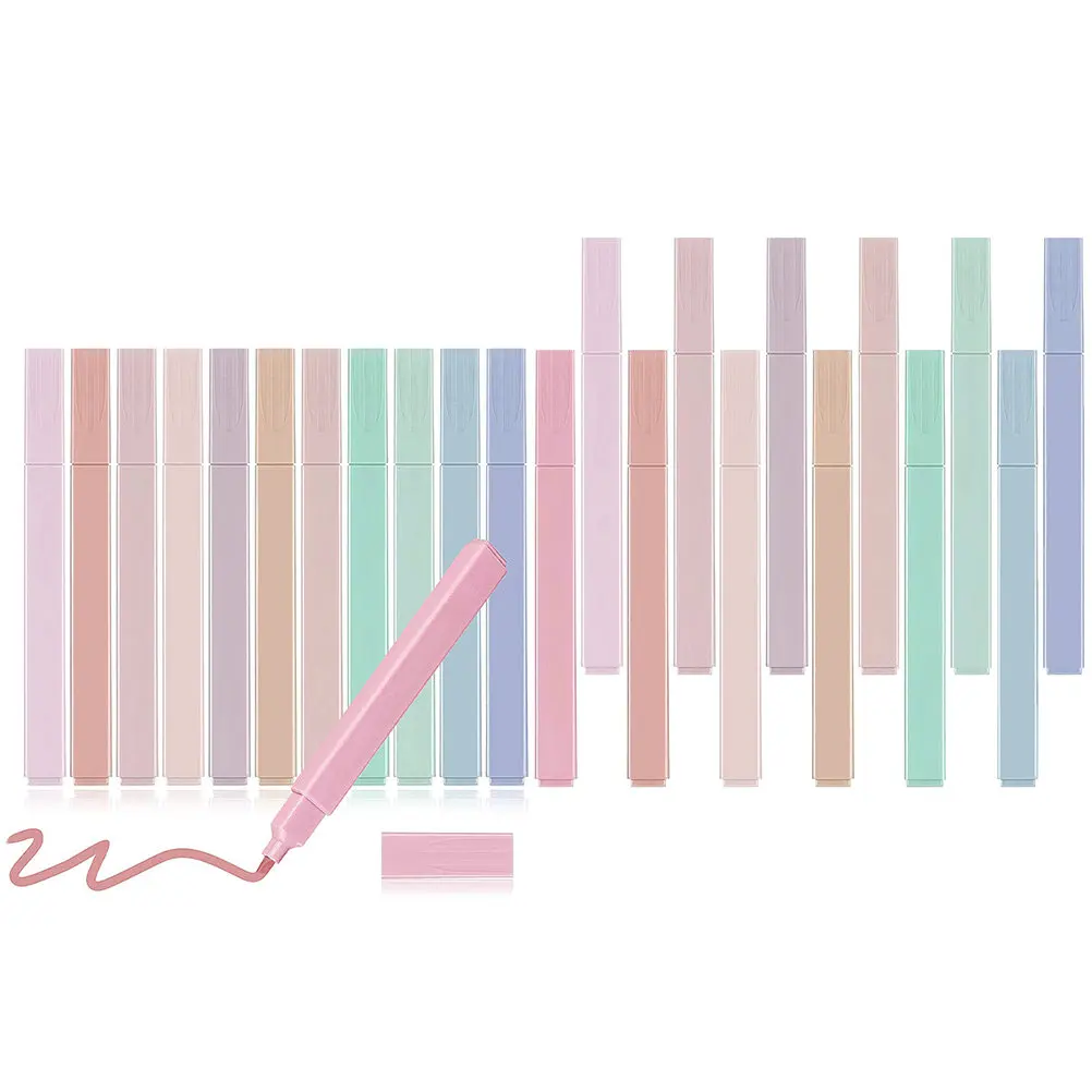 

24 шт. флуоресцентных маркеров с двумя наконечниками, многофункциональные ручки для школы, портативные канцелярские принадлежности для учебы и офиса, яркие