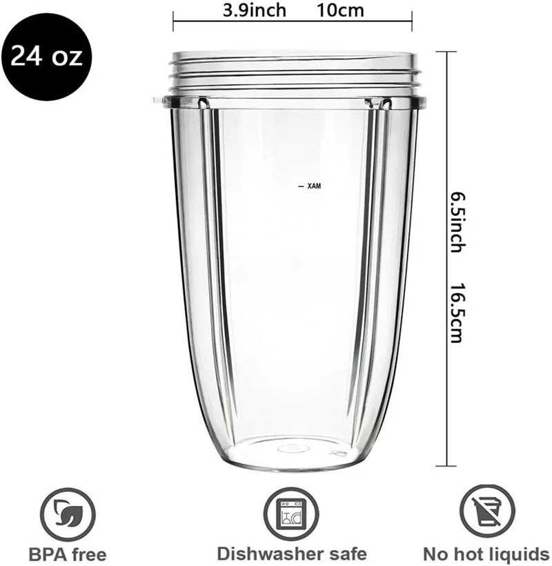 Blender Replacement Parts, 24 oz Cup with Replacement Extractor Blade, Compatible with Nutribullet 600W 900W Blenders