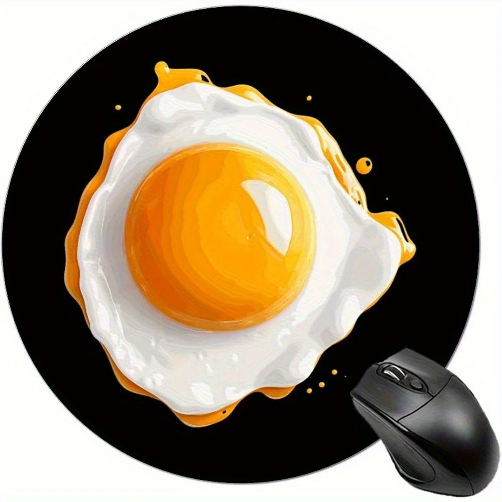 

The anti-slip rubber base of the egg-fried pattern mouse pad is an office desktop accessory suitable for food lovers