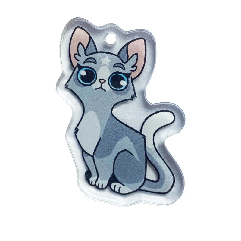 Producer Fluffy And Cute Cats Acrylic Key Ring Cartoon Animal With Stars On Their Heads Design Offset Printing Key Ring For Gift