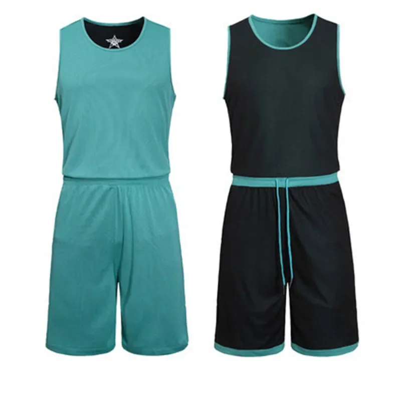 DIY Basketball Trikots Set Uniformen Kits Kind Männer reversible Basketball-Shirts Shorts Anzug Sport kleidung Doppelseite Sportswea