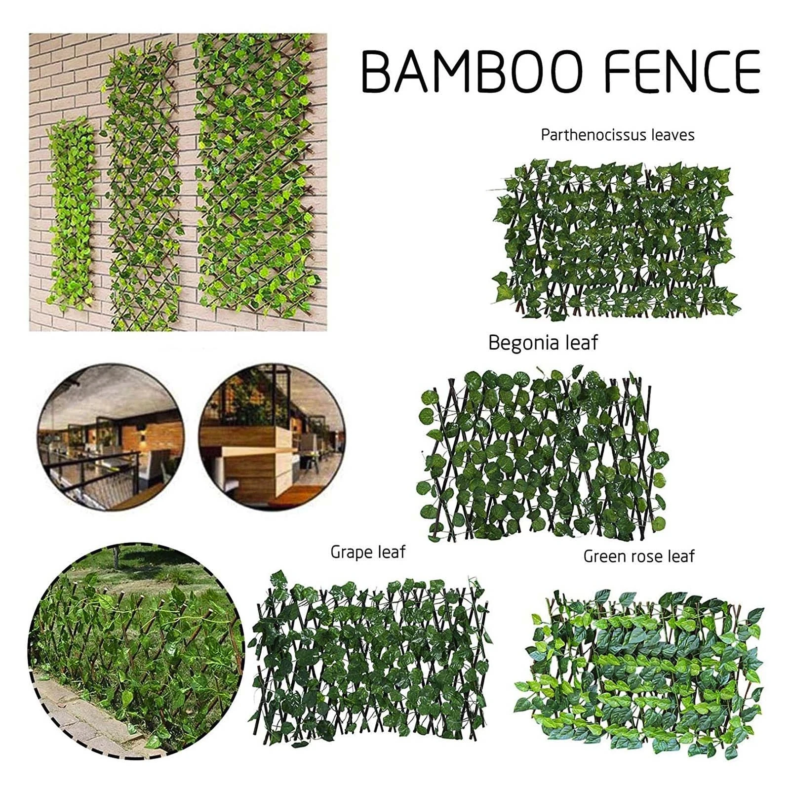 Pagar Teralis Taman Buatan Yang Dapat Ditarik Memperluas Pagar Privasi Ivy Imitasi Bingkai Pendakian Tanaman Merambat Kayu Dekorasi Tanaman Berkebun