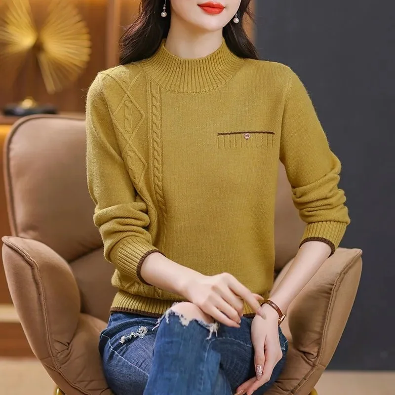 Women Autumn Winter Turtleneck Sweater Elegant Slim Solid Ribbed Knitted Cashmere Jumpers Female Long Sleeve Pullover Knitwear